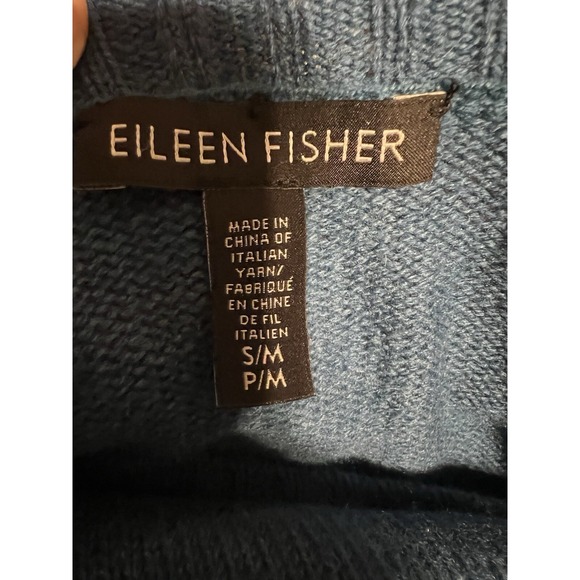 Eileen Fisher Recycled Cashmere Oversized Sweater Blue High Low Size S/M Flaw - Picture 6 of 9